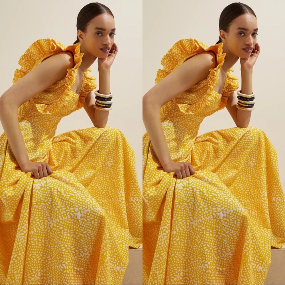 Anthropologie Sika Marigold Ruffled Maxi Dress